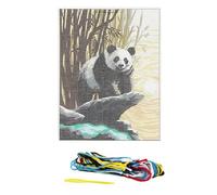 Kit canevas 15x20cm panda toile coton + aiguille + fils enfants broderie couture MULTICOLORE