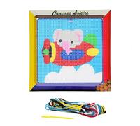 Kit compet Canevas - 15x15cm - Eléphant dans avion - gros trous spécial débutant Multicolore