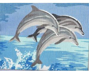 Distrifil Kit Canevas Trio de Dauphins 15 x 20 cm
