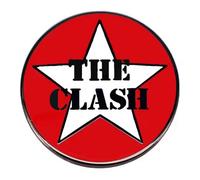 Distrigeek pin's Clash Logo en métal, rond, rouge et blanc, badge broche, groupe musique punk rock anglais, pin's pour homme ou femme, idée cadeau, 3 cm, accessoire décoration sac veste jean
