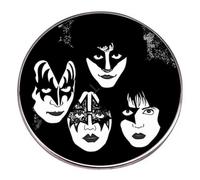 Distrigeek pin's Kiss, Groupe Hard Rock, en métal, Rond Noir, idée Cadeau pour Fan Homme Femme, 3 cm