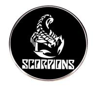 Distrigeek pin's Scorpions, Groupe Hard Rock, en métal, Badge Rond Noir, idée Cadeau pour Fans Femme Homme, 3 cm