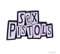 Distrigeek Pin's Sex Pistols Logo en métal émaillé badge broche pins groupe de musique punk rock vintage blanc et noir idée cadeau pour pour homme femme fan de rock