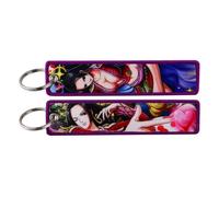 Distrigeek Porte-clés Boa Hancock en tissu brodé double face porte-clés manga anime pour homme ou femme idée cadeau pour fan de manga shonen pour clés de voiture maison décoration de sac