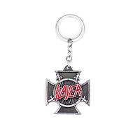 Distrigeek porte-clés métal Slayer, croix, argent, idée cadeau pour fan de musique groupe Trash Heavy Metal homme femme
