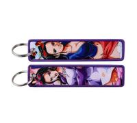 Distrigeek Porte-clés Nico Robin en tissu brodé double face porte-clés manga anime pour homme ou femme idée cadeau pour fan de manga shonen pour clés de voiture maison décoration de sac