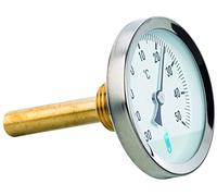 DISTRILABO Thermomètre bimétallique plongeur axial - 15x21 - cadran Ø63mm Sonde long 60mm - 0 à 120°C - Mesure et contrôle
