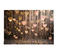 Disttocate 210X150 cm Toiles de Fond de Fête Européenne et Américaine Ballon de Mode Rose Rose Coeur Bannière Photographie Toiles de Fond Facile à Installer, A