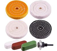 Disttocate 8 PièCes 4 Pouces Roues de Polissage Tampon Denim Roues avec 3 PièCes ComposéS de Polissage et Tige de Forage 1/4 Pouces pour Meuleuse D'éTabli
