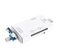 Disttocate Lecteur de Carte USB 3.0 OTG 6 en 1 pour Adaptateur SéParateur de Lecteurs de Carte Secure Digital/TF pour Ordinateur de TéLéPhone Portable-Blanc