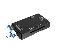 Disttocate Lecteur de Carte USB 3.0 OTG 6 en 1 pour Adaptateur SéParateur de Lecteurs de Carte Secure Digital/TF pour Ordinateur de TéLéPhone Portable-Noir