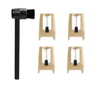 Disttocate Stylet de Remplacement Aiguilles pour Tourne-Disque Vinyle Stylet de Platine Diamant avec Une Brosse de Nettoyage pour Stylet Aiguilles pour Tourne-Disque Noir et Or 4 Pièces