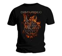 Disturbed Mens Black Short Sleeve Burning Belief T-Shirt Logo Band Rock Metal Medium