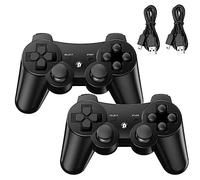 Diswoe Lot de 2 manettes sans fil pour PS3 avec double choc, Bluetooth, télécommande rechargeable, avec 2 câbles de charge