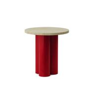 Dit Table d'Appoint Rouge/ Travertin Clair