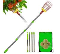 Ditanpu Cueille Fruit avec Manche Telescopique, Ramasse Fruit INOX, Cueille Fruits, Pince avec Panier en Acier Inoxydable pour Fruits Pomme Orange, Légèrement Stable Et Peu Encombrante