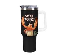 Dites non au homard en pot mangeant des fruits de mer amusants gobelet de 40 oz avec poignée tasse à café de voyage grande capacité tasse de voitures style blanc