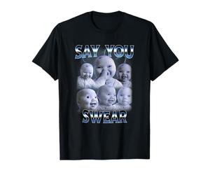 Dites Que Vous jurez AI Niche Baby Holding Back Laugh Genz Meme T-Shirt