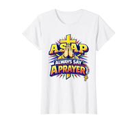 Dites Toujours Une prière dès Que Possible Prière catholique chrétienne T-Shirt Graphique avec Valeur, Femme, Blanc, M