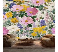 DITHYRAM Papier Peint 3D Fleur Panoramique Murale, Intissé Papier Peint Roses Marguerite Campagne Salon Chambre Cuisine, 3D Fleur Decoratif Mural 350 x 256 cm,FH0305
