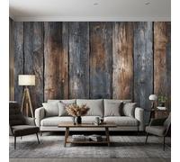 DITHYRAM Papier Peint Bois Panoramique Murale, Intissé Papier Peint 3D Effet Rustique Salon Chambre Cuisine, Bois Decoratif Mural 350 x 256 cm
