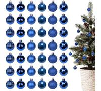 DITK-U 42pcs Glänzende Noël Boules décoration Zerschlagsdichte Noël Boules suspendues Baubeln Mini Ornements für Arbre Vacances fête de Mariage décoration 3cm (Bleu)