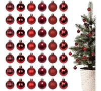 DITK-U 42pcs Matte Noël Boules Arbre de Noël Boules Ornaments pour Arbre Décoration de fête de Mariage (Rouge)