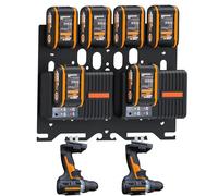 DITKOK Support Mural 3 en 1 pour Batterie Worx, Support en métal pour 4 Batteries de 20 V, étagère de Rangement pour 2 chargeurs WA3867, 2 WA3880, 1 WA3883 Dual, Support avec Crochet pour Autres