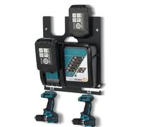 DITKOK Support Mural 3 en 1 pour Batteries Makita 18 V 14,4 V, Chargeurs DC18RC et Perceuses Sans Fil, pour 2 Batteries, Support pour Perceuses sans fil