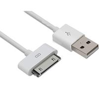 DITM® Câble USB Blanc de Chargement et de synchronisation de données vers connecteur 30 broches compatible Apple iPad 1 & 2, iPhone 3 & 4 - 1,00m - Blanc