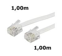 DITM® Cordon Téléphone ou ADSL RJ11 mâle vers RJ 11 mâle - Blanc - 1,00 m