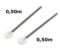 DITM® Cordon Téléphone ou ADSL RJ11 mâle vers RJ11 mâle - Noir - 0,50 m