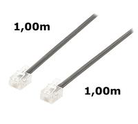 DITM® Cordon Téléphone ou ADSL RJ11 mâle vers RJ11 mâle - Noir - 1,00 m