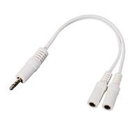 DITM® Doubleur Adaptateur Jack 3.5 mm Male stéréo / 2 x Jack 3.5 mm Femelle stéréo - Blanc - Cable de 0.15 m - Splitter Audio pour Casques, écouteurs, HPs...