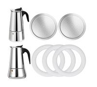 DITOSH 2 Pcs Filtre avec 3 Pcs Joint d'étanchéité en Silicone Pour Cafetière Expresso 4 Tasse Pour Cuisinière Pièces de Rechange Pour Big Tummy et Straight Moka Pot en Acier Inoxydable