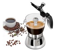 DITOSH 6 Tasse en Plastique Transparent Moka Cuisinière en Acier Inoxydable non Enrobée Espresso Cafetières Italiennes Mocha Greca Machine Café Cuisinières à Induction Classiques Home Camping 300ml