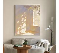 Dittelle Affiche moderne abstraite représentant la lumière du soleil filtrant à travers une fenêtre, avec des ombres florales, sur toile, idéale pour la décoration du salon (30 x 45 cm/sans cadre)