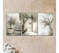 Dittelle Affiche sur toile plate, art rétro, olivier, paysage méditerranéen, décoration murale pour chambre, cuisine ou couloir (40 x 60 cm x 3 / sans cadre)