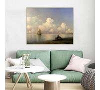 Dittelle Ivan Aivazovsky Soirée en mer 1871" Classique Toile Peinture à l'huile Photo Maison Salon Décoration Impression sur Toile 30x50cm Sans Cadre
