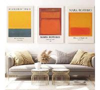 Dittelle Mark Rothko Affiche Bleu Rose Jaune Art Abstrait Exposition Imprime Vintage Musée Mur Photo Toile Peinture Décor À La Maison 40x60cm-3Pieces Sans Cadre