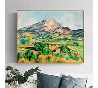 Dittelle Mont Sainte-Victoire Peinture Mur Paul Cezanne Art Impression sur Toile Affiche Village Paysage Photo pour Salon Décor 70x90cm Sans Cadre