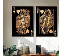 Dittelle Reine roi de coeurs toile peinture moderne noir doré Poker affiches imprime Art mural pour salon décor à la maison 70x100cmx2Pcs sans cadre