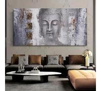 Dittelle Tableau mural Bouddha, impression sur toile portrait de Bouddha Zen vintage, image religieuse abstraite pour salon ou salle de yoga (60 x 120 cm/sans cadre)
