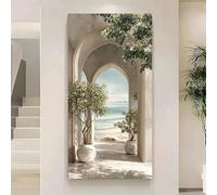 Dittelle Tableau sur toile représentant une arche de plage moderne, paysage marin méditerranéen avec ombres et lumières, idéal pour la décoration du salon (30 x 60 cm/sans cadre)