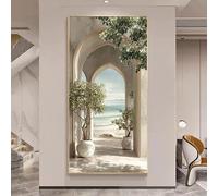 Dittelle Tableau sur toile représentant une arche de plage moderne, paysage marin méditerranéen avec jeux d'ombres et de lumière, idéal pour la décoration du salon (65 x 130 cm/sans cadre)