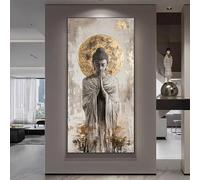 Dittelle Toile imprimée Yoga Méditation Or Minimaliste, Décoration murale Zen Boho Statue de Bouddha, Décoration murale pour studio de yoga (30x65cm/Sans cadre)