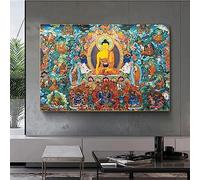 Dittelle Toile Peinture Mur Art Tibet Thangka Affiches et Gravures Culture Religieuse Chinoise Bouddhisme Tibétain pour La Décoration Intérieure 70x110cm Sans Cadre
