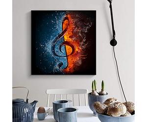 Dittelle Toile peinture notes de musique dans la glace et le feu imprime des affiches nordique mur Art photos pour salon décor 80x80cm sans cadre