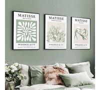 Dittelle Vert Sauge Matisse Exposition Affiche Plante Art Toile Peinture Nordique Affiches Et Gravures Mur Photos Pour La Décoration De La Chambre 50x70cm-3Pcs Sans Cadre
