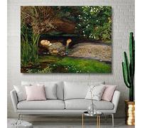 Dittelle Vintage Affiche Antique Peinture À L'huile Copie Ophelia John Everett Millais Toile Peinture Imprimé Mur Art Photo Home Decor 80x110cm Sans Cadre